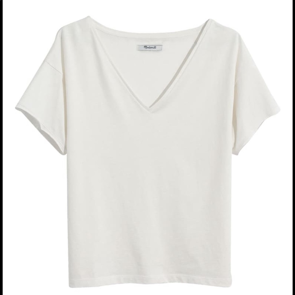 Madewell Supima Cotton Drapey V-Neck Crop Tee XS